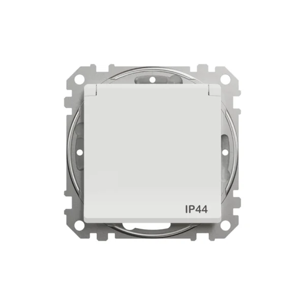 Pistikupesa kaanega IP44, süvistatav (valge)